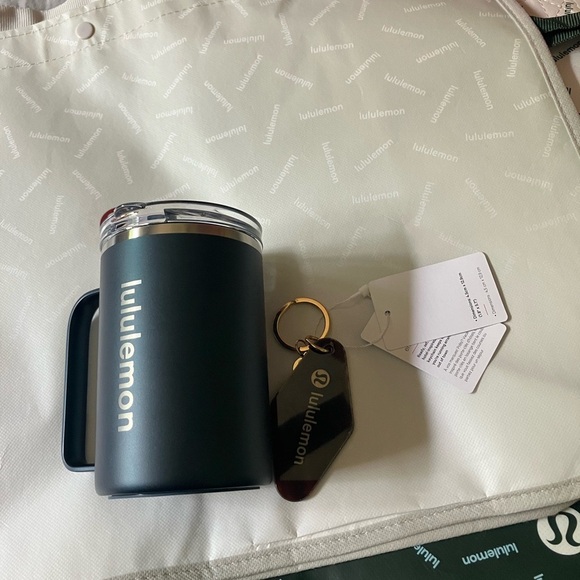 lululemon athletica Other - NWT Lululemon Insulated 12oz Travel Mug and NWT Diamond Shape Hotel Keychain